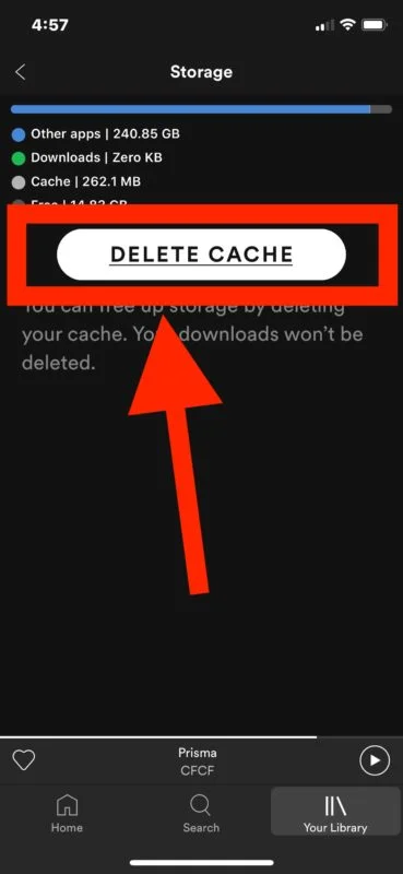 clear spotify cache
